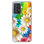 Samsung Galaxy A72 Colorful Rainbow Daisies Blue Pink White Green Double Layer Phone Case Cover