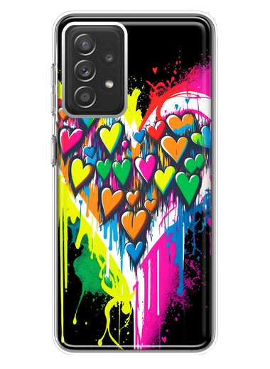 Samsung Galaxy A72 Colorful Rainbow Hearts Love Graffiti Painting Hybrid Protective Phone Case Cover