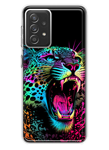 Samsung Galaxy A72 Neon Rainbow Glow Colorful Leopard Hybrid Protective Phone Case Cover