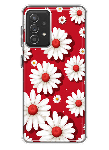 Samsung Galaxy A72 Cute White Red Daisies Polkadots Double Layer Phone Case Cover