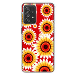 Samsung Galaxy A72 Yellow Sunflowers Polkadot on Red Double Layer Phone Case Cover