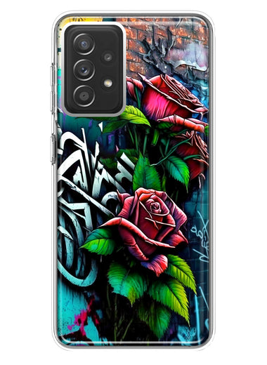 Samsung Galaxy A72 Red Roses Graffiti Painting Art Hybrid Protective Phone Case Cover