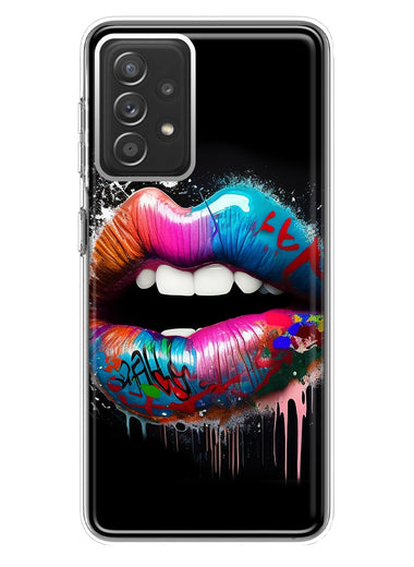 Samsung Galaxy A72 Colorful Lip Graffiti Painting Art Hybrid Protective Phone Case Cover