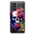 Samsung Galaxy A72 Fantasy Skull Red Purple Roses Hybrid Protective Phone Case Cover