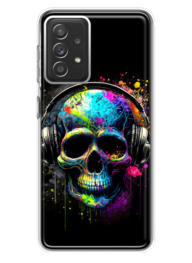 Samsung Galaxy A72 Fantasy Skull Headphone Colorful Pop Art Hybrid Protective Phone Case Cover