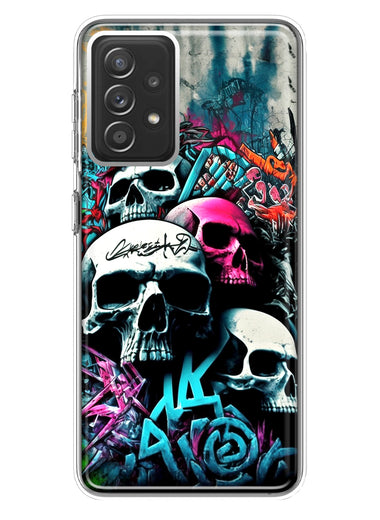 Samsung Galaxy A72 Skulls Graffiti Painting Art Hybrid Protective Phone Case Cover