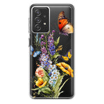 Samsung Galaxy A72 Yellow Purple Spring Flowers Butterflies Floral Hybrid Protective Phone Case Cover