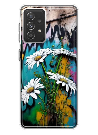 Samsung Galaxy A72 White Daisies Graffiti Wall Art Painting Hybrid Protective Phone Case Cover