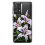 Samsung Galaxy A72 White Lavender Lily Purple Flowers Floral Hybrid Protective Phone Case Cover