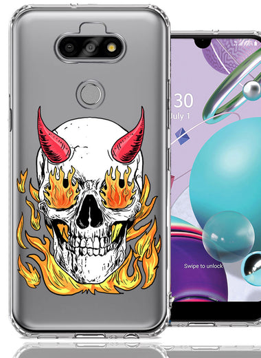 LG Aristo 5/Phoenix 5/Risio 4 Flamming Devil Skull Design Double Layer Phone Case Cover