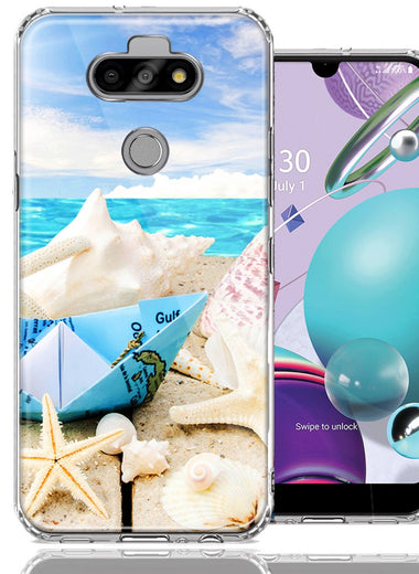 LG Aristo 5/K31/Fortune 3 Beach Paper Boat Design Double Layer Phone Case Cover