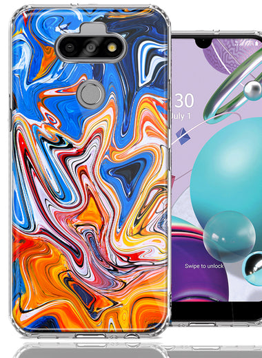 LG Aristo 5/K31/Fortune 3 Blue Orange Abstract Design Double Layer Phone Case Cover