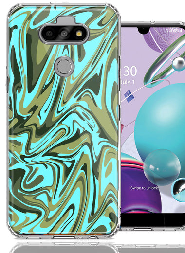 LG Aristo 5/K31/Fortune 3 Blue Green Abstract Design Double Layer Phone Case Cover