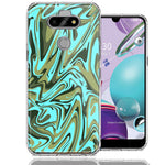 LG Aristo 5/K31/Fortune 3 Blue Green Abstract Design Double Layer Phone Case Cover