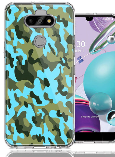 LG Aristo 5/K31/Fortune 3 Blue Green Camo Design Double Layer Phone Case Cover