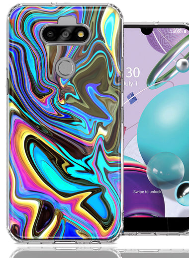 LG Aristo 5/K31/Fortune 3 Blue Paint Swirl Design Double Layer Phone Case Cover