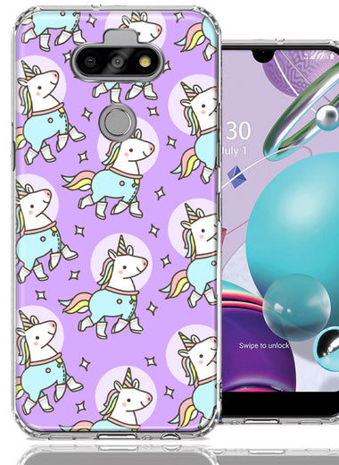LG Aristo 5/Phoenix 5/Risio 4 Cute Unicorns Purple Design Double Layer Phone Case Cover