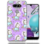 LG Aristo 5/Phoenix 5/Risio 4 Cute Unicorns Purple Design Double Layer Phone Case Cover
