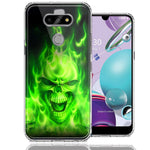 LG Aristo 5/K31/Fortune 3 Green Flaming Skull Design Double Layer Phone Case Cover