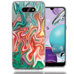 LG Aristo 5/K31/Fortune 3 Green Pink Abstract Design Double Layer Phone Case Cover