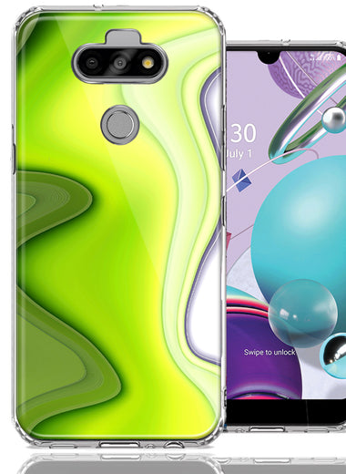 LG Aristo 5/K31/Fortune 3 Green White Abstract Design Double Layer Phone Case Cover