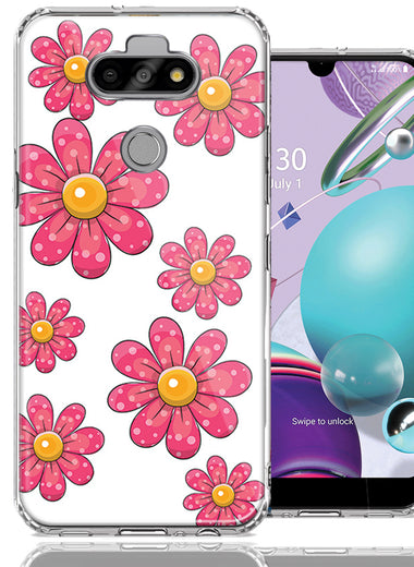 LG Aristo 5/K31/Fortune 3 Pink Daisy Flower Design Double Layer Phone Case Cover