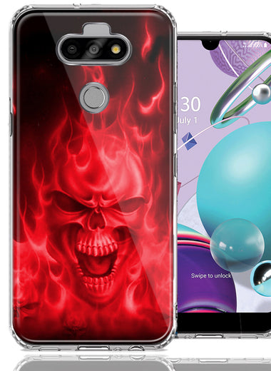 LG Aristo 5/K31/Fortune 3 Red Flaming Skull Design Double Layer Phone Case Cover