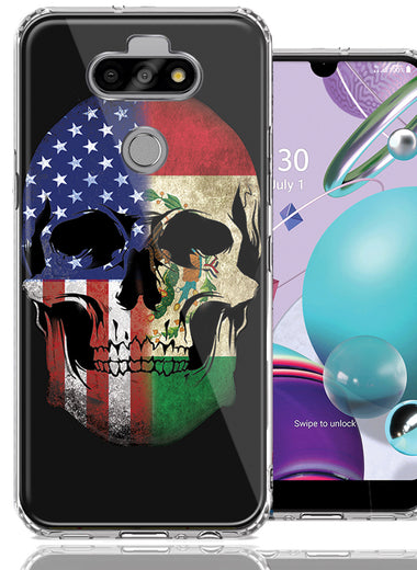 LG Aristo 5/K31/Fortune 3 US Mexico Flag Skull Double Layer Phone Case Cover