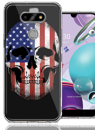 LG Aristo 5/K31/Fortune 3 US Flag Skull Double Layer Phone Case Cover