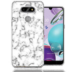 LG Aristo 5/K31/Fortune 3 White Grey Marble Design Double Layer Phone Case Cover