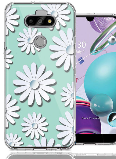 LG Aristo 5/K31/Fortune 3 White Teal Daisies Design Double Layer Phone Case Cover