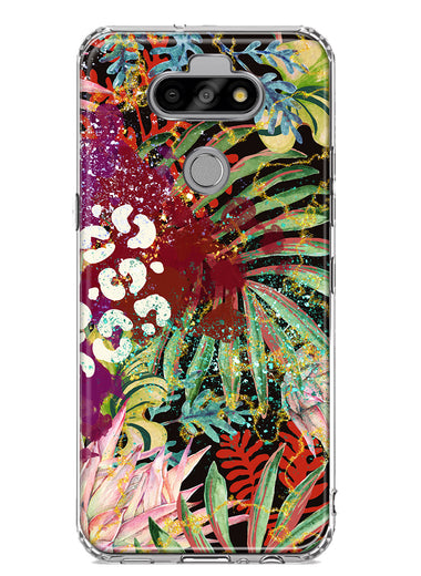 LG Aristo 5 Leopard Tropical Flowers Vacation Dreams Hibiscus Floral Hybrid Protective Phone Case Cover