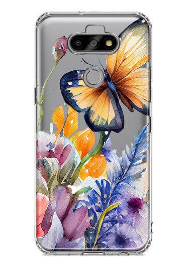 LG Aristo 5 Spring Summer Flowers Butterfly Purple Blue Lilac Floral Hybrid Protective Phone Case Cover