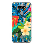 LG Aristo 5 Blue Monstera Pothos Tropical Floral Summer Flowers Hybrid Protective Phone Case Cover