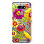 LG Aristo 5 Colorful Yellow Pink Folk Style Floral Vibrant Spring Flowers Hybrid Protective Phone Case Cover