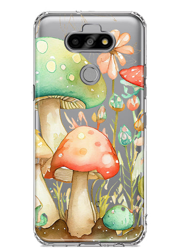 LG Aristo 5 Fairytale Watercolor Mushrooms Pastel Spring Flowers Floral Hybrid Protective Phone Case Cover