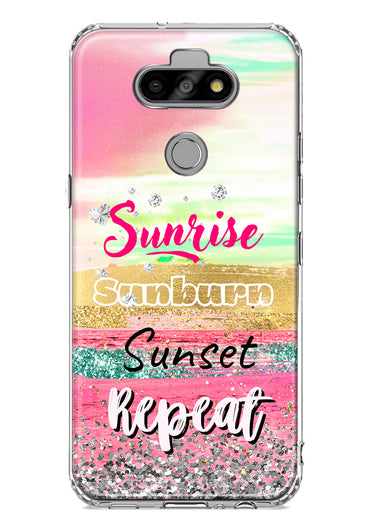 LG Aristo 5 Summer Brush Strokes Sunrise Sunburn Sunset Repeat Hybrid Protective Phone Case Cover