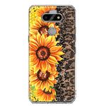 LG Aristo 5 Yellow Summer Sunflowers Brown Leopard Honeycomb Hybrid Protective Phone Case Cover