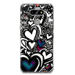 LG Aristo 5 Black White Hearts Love Graffiti Hybrid Protective Phone Case Cover