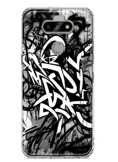 LG Aristo 5 Black White Urban Graffiti Hybrid Protective Phone Case Cover