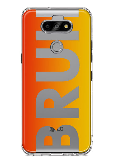LG Aristo 5 Orange Red Clear Funny Text Quote Bruh Hybrid Protective Phone Case Cover
