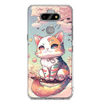 LG Aristo 5 Kawaii Manga Pink Cherry Blossom Cute Cat Hybrid Protective Phone Case Cover