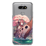 LG Aristo 5 Kawaii Manga Pink Cherry Blossom Japanese Girl Boat Hybrid Protective Phone Case Cover