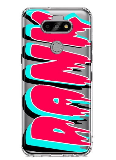 LG Aristo 5 Teal Pink Clear Funny Text Quote Dank Hybrid Protective Phone Case Cover