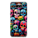LG Aristo 5 Halloween Spooky Colorful Day of the Dead Skulls Hybrid Protective Phone Case Cover