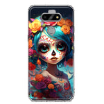 LG Aristo 5 Halloween Spooky Colorful Day of the Dead Skull Girl Hybrid Protective Phone Case Cover