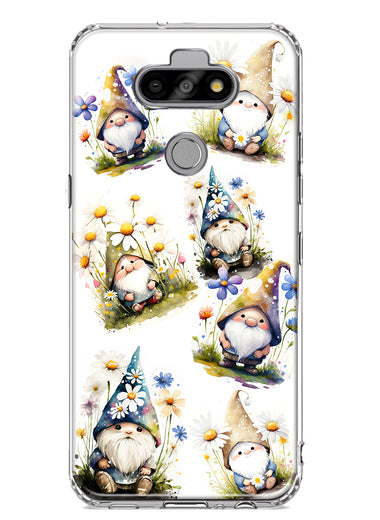 LG Aristo 5 Cute White Blue Daisies Gnomes Hybrid Protective Phone Case Cover