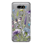 LG Aristo 5 Lavender Dragonfly Butterflies Spring Flowers Hybrid Protective Phone Case Cover
