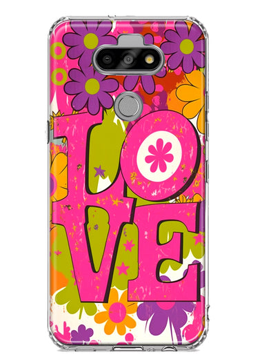 LG Aristo 5 Pink Daisy Love Graffiti Painting Art Hybrid Protective Phone Case Cover