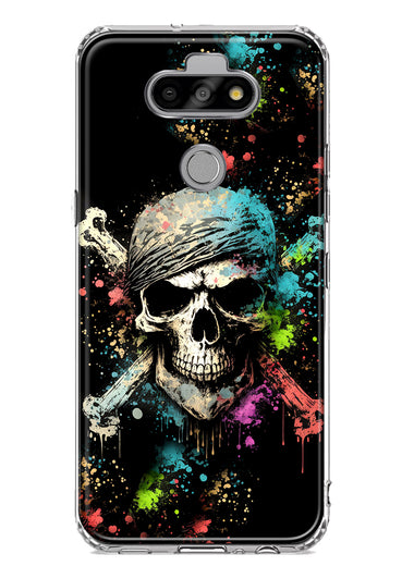 LG Aristo 5 Fantasy Paint Splash Pirate Skull Hybrid Protective Phone Case Cover